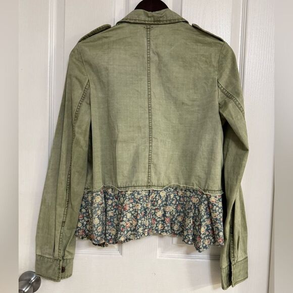 We The Free Green Utility Jacket with Floral Hem size Small - Picture 5 of 6